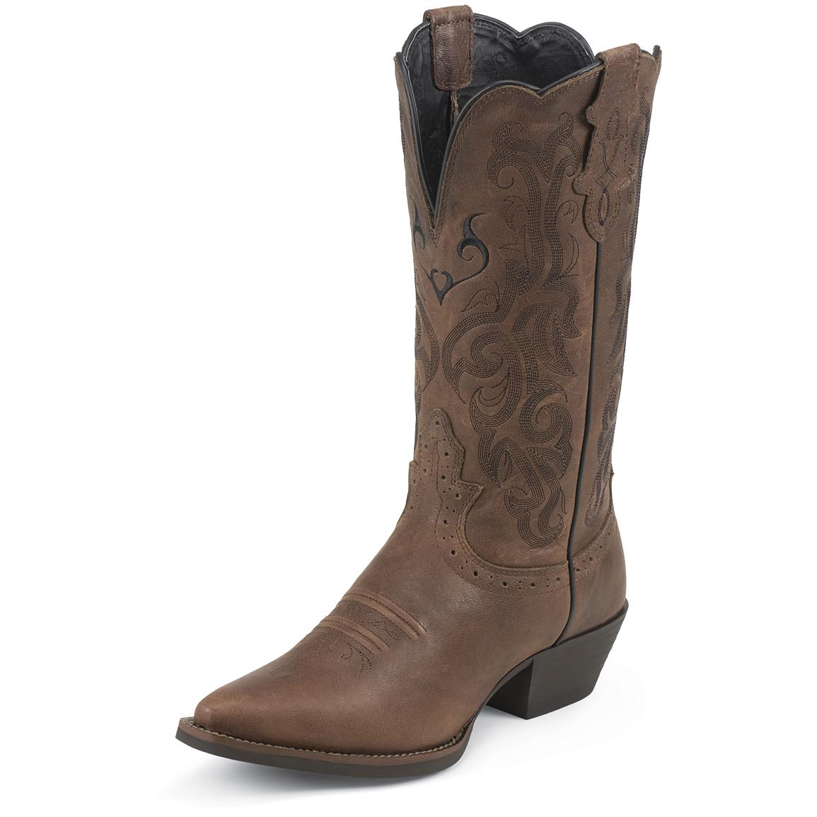 Womens Justin® 11 Stampede Western Boots Dark Brown 213351 Cowboy