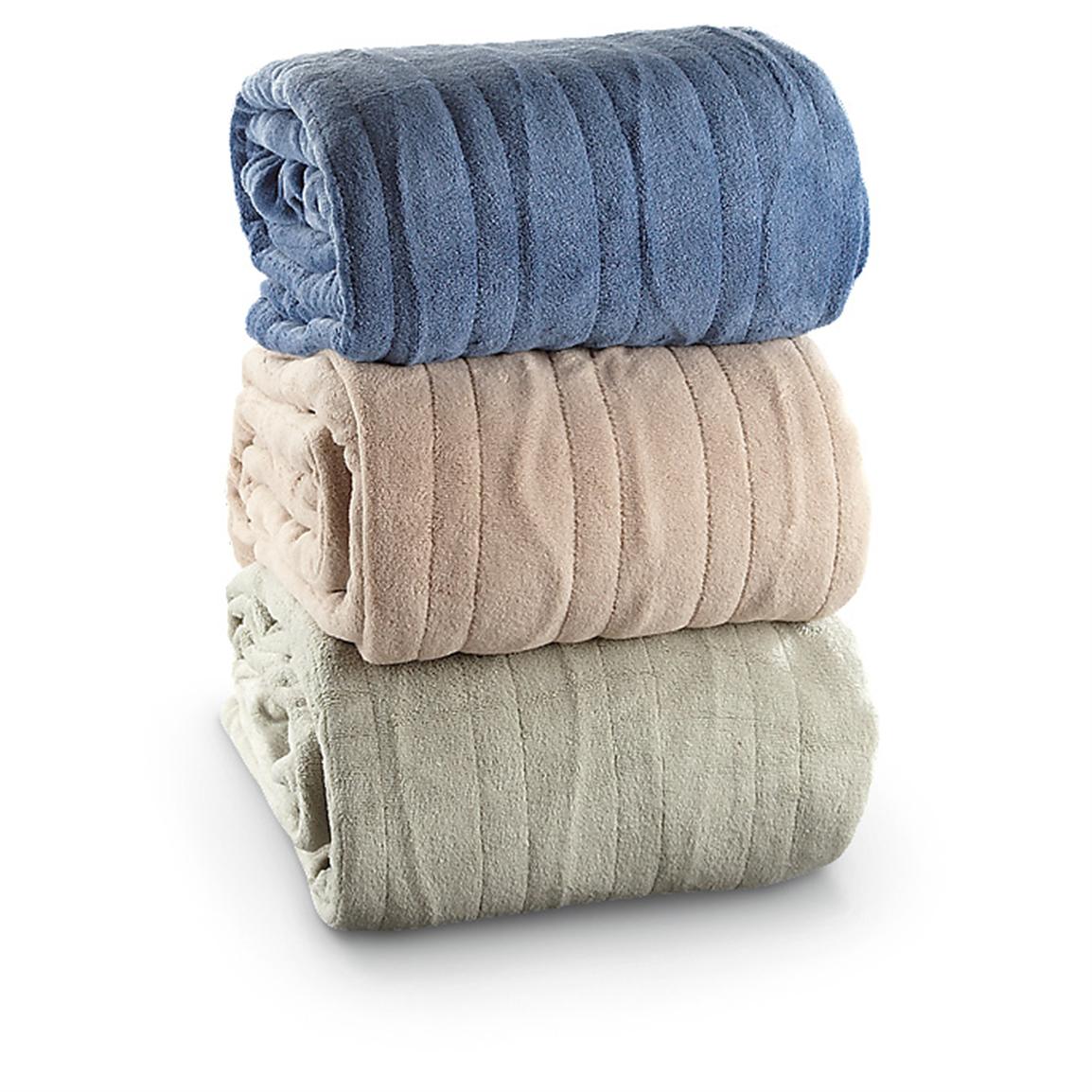 Sunbeam Heated Electric Microplush Sherpa Throw Blanket ...