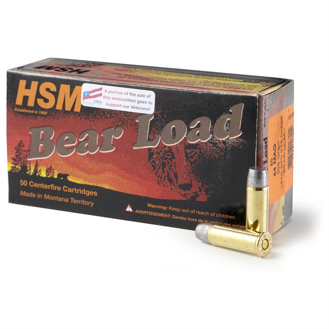 HSM Bear Load .44 Mag, 305 Grain WFN Handgun Ammo, 50 rounds 215164