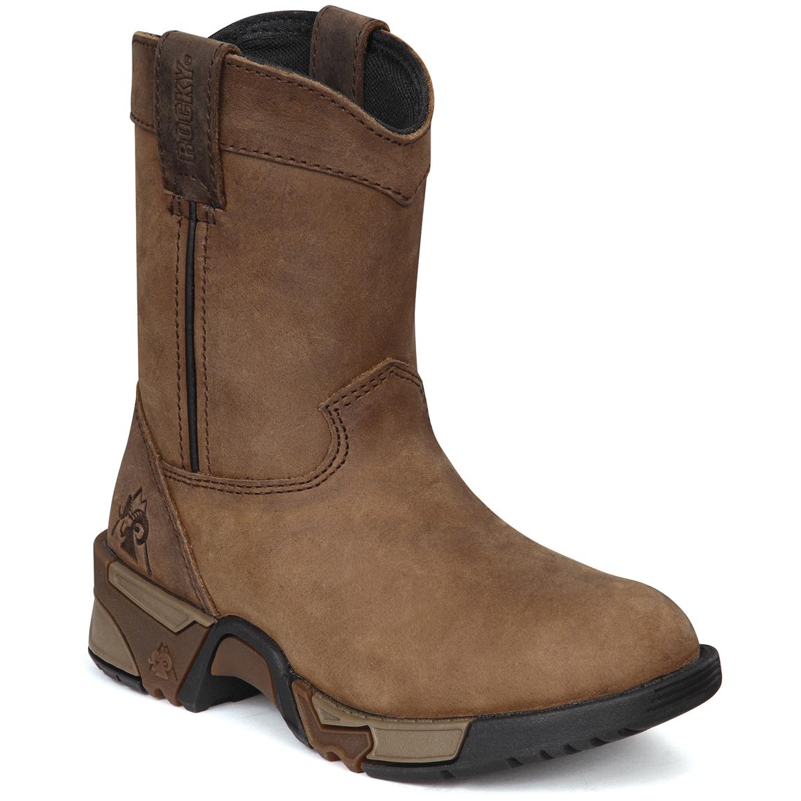 Kids Rocky® Aztec Pull On Boots Soggy Walnut 217036 Work Boots At