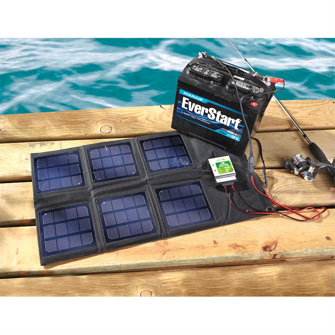 Nature Power 18W Folding Solar Panel with 8A Charge Controller 219887, Solar Panels & Kits at