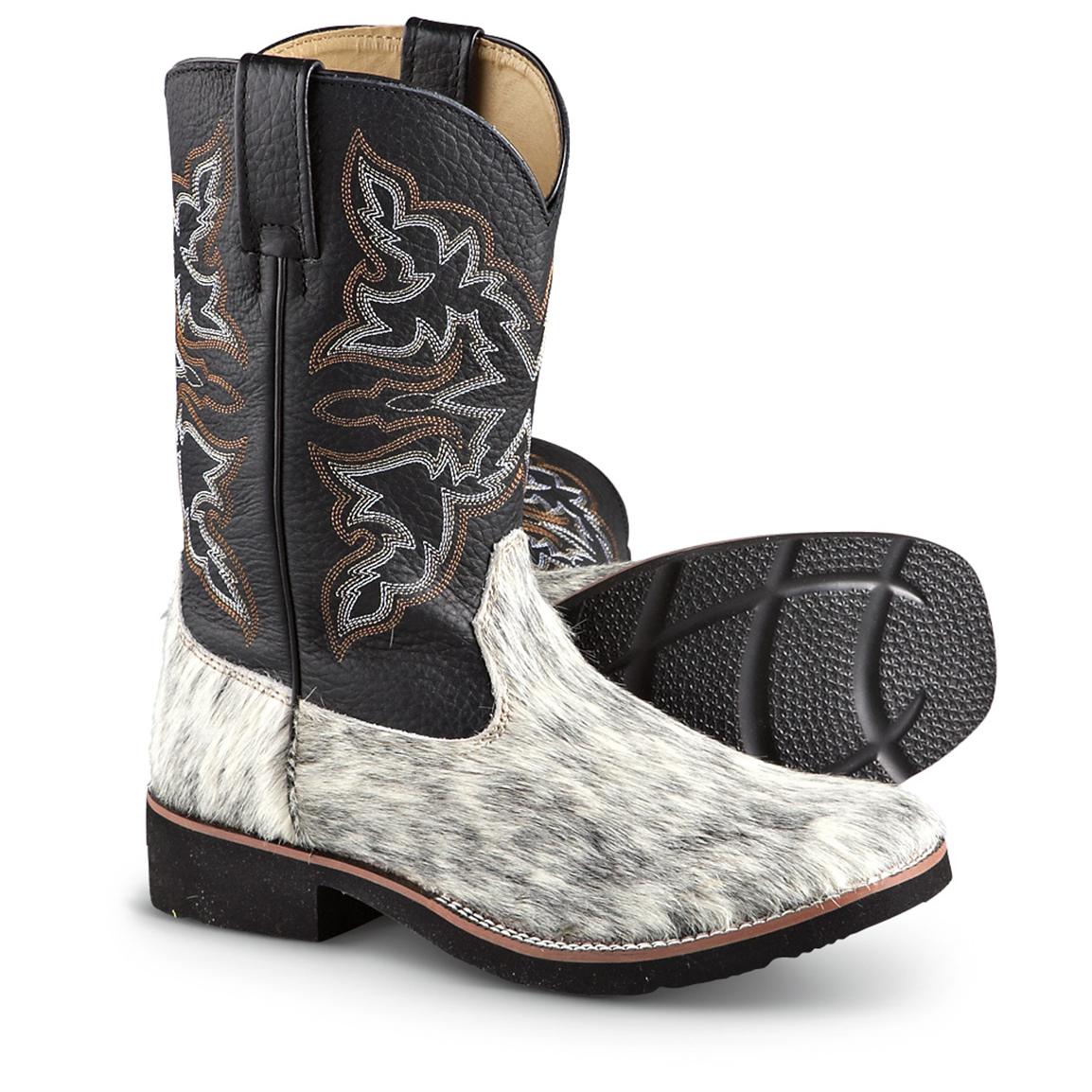 Women&#39;s Roper® Hair - on Western Cowboy Boots, Black / White - 221825, Cowboy & Western Boots at ...