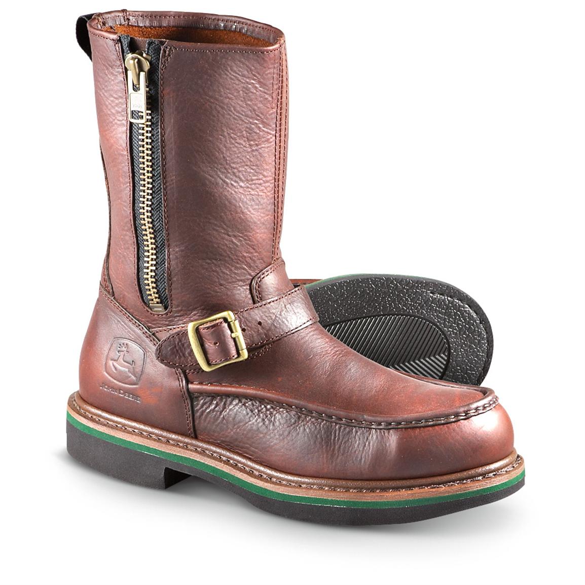 Men's John Deere® 11" Side - zip Steel Toe Work Boots, Dark Brown
