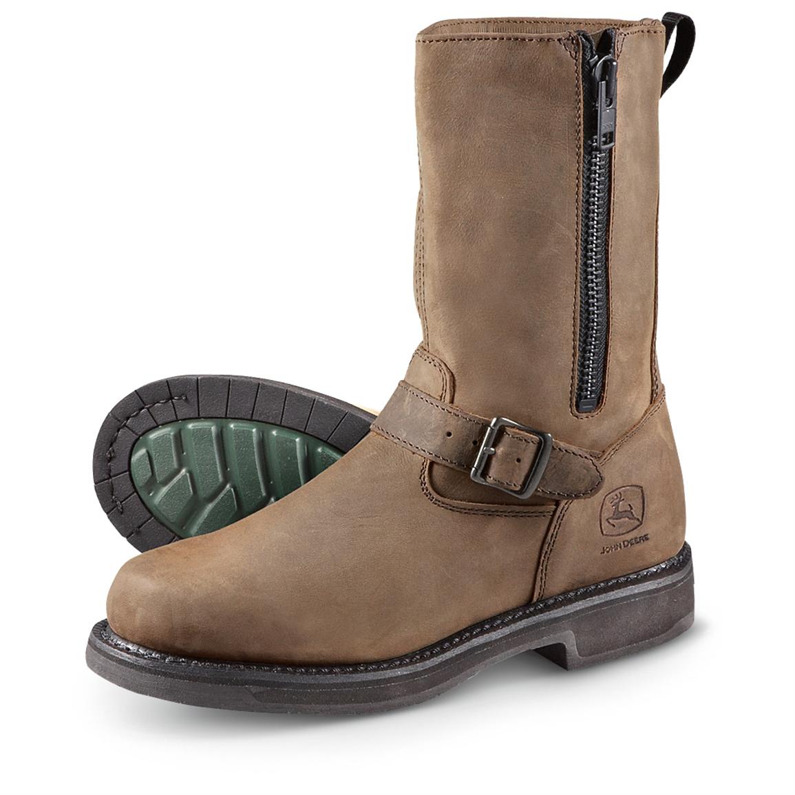 Men's John Deere® 11" Side - zip Work Boots, Brown - 221842, Work Boots