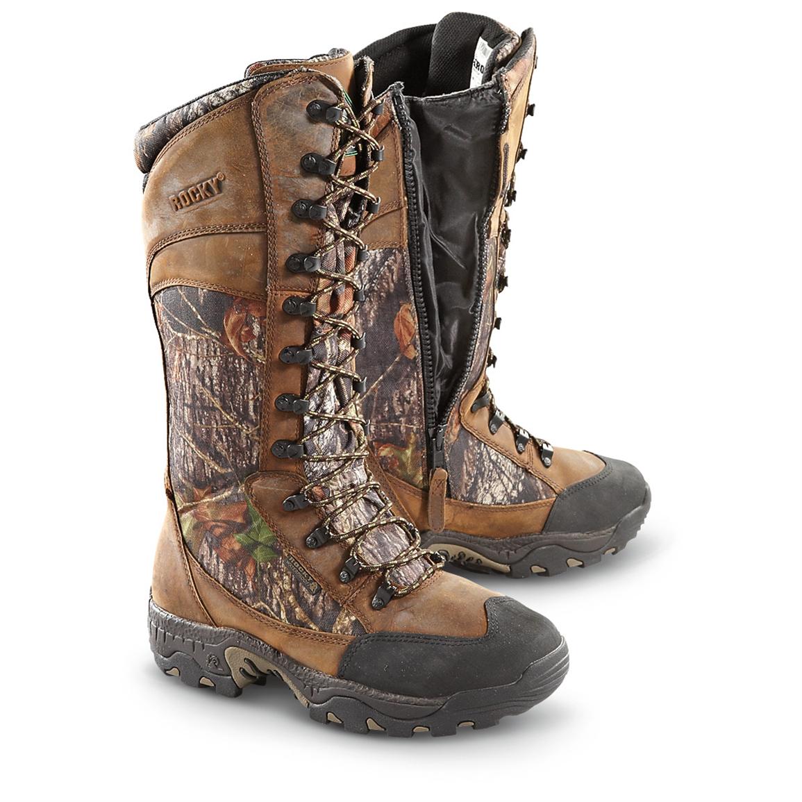 Men's Rocky® 15" Waterproof Side zip Snake Boots, Mossy Oak Break Up® 222348, Hunting