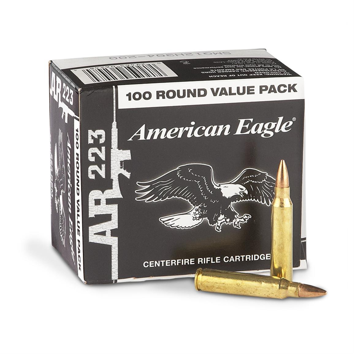 American Eagleâ„¢ .223, 55 Grain FMJ Ammo, 500 rounds - 223906, .223 ...