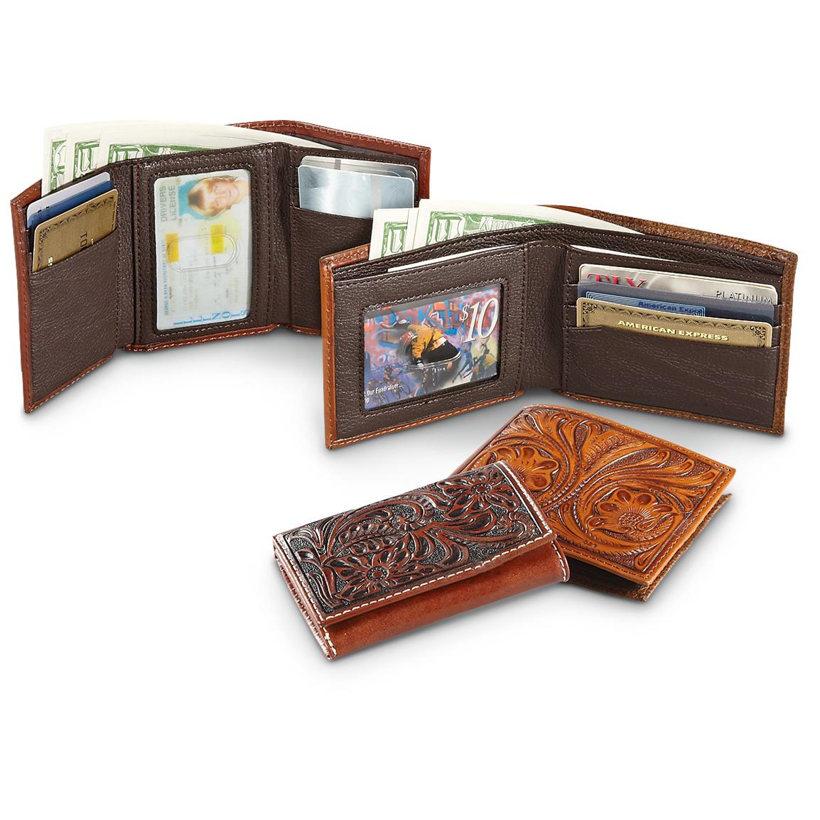 Wrangler® Tooled Leather Wallet - 230337, Wallets at Sportsman&#39;s Guide