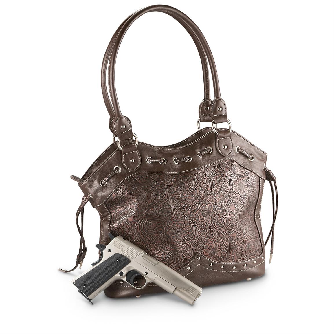 Way West™ Tooled - look Gun Concealment Purse, Brown - 230338, Purses & Handbags at Sportsman&#39;s ...