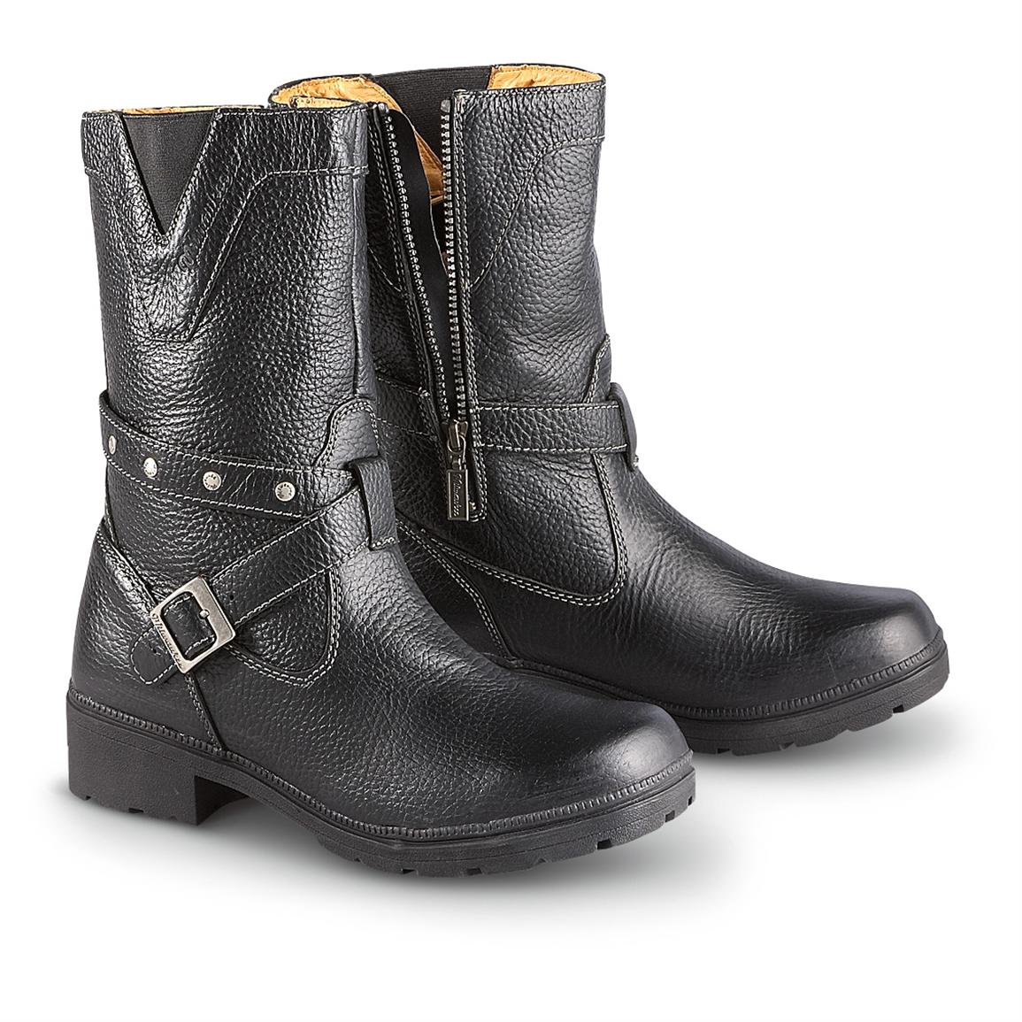 Women&#39;s Milwaukee Motorcycle® Leather Damsel Side - zip Motorcycle Boots, Black - 232414 ...