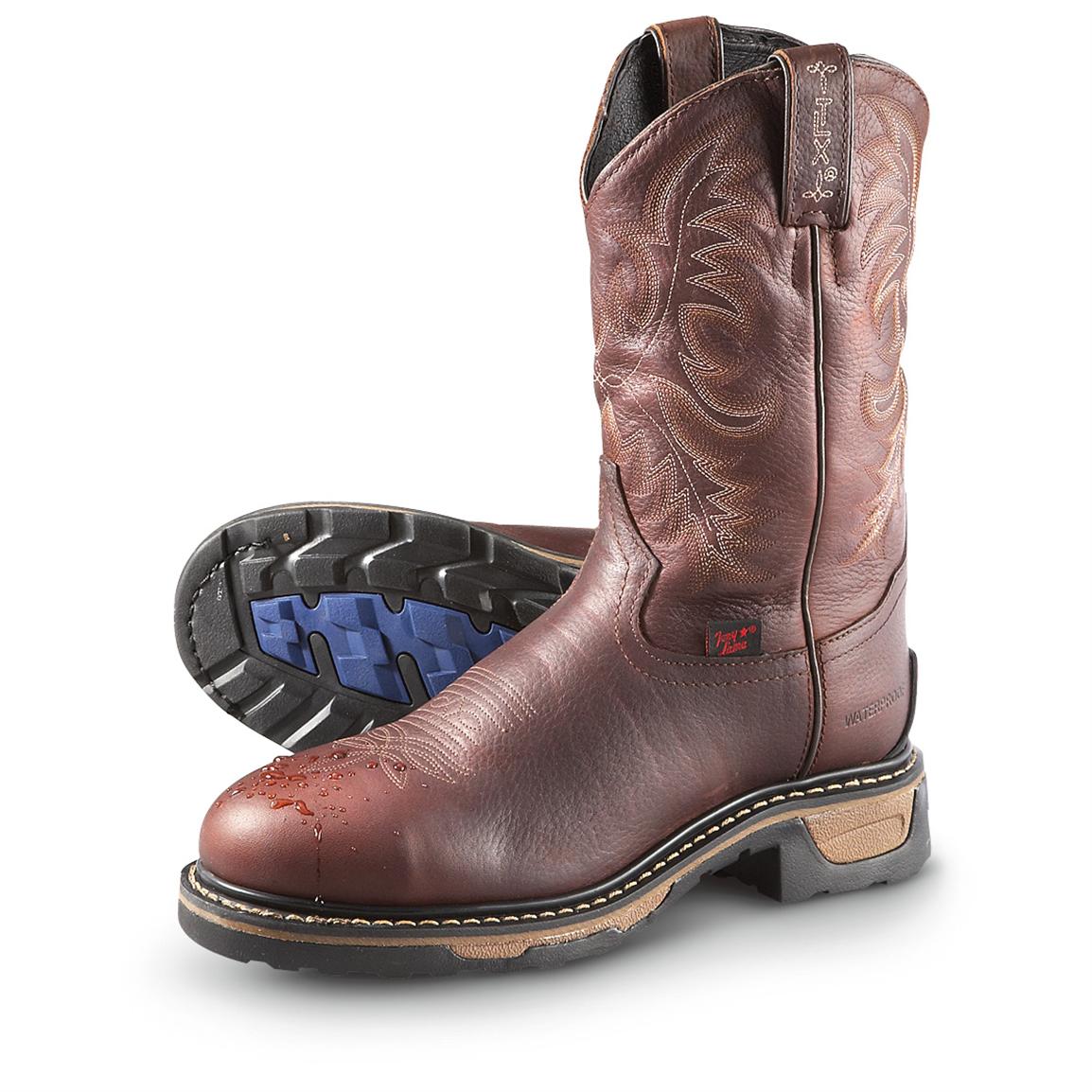 Men's Tony Lama® Waterproof Steel Toe Pullon Work Boots, Briar Pitstop 282471, Cowboy