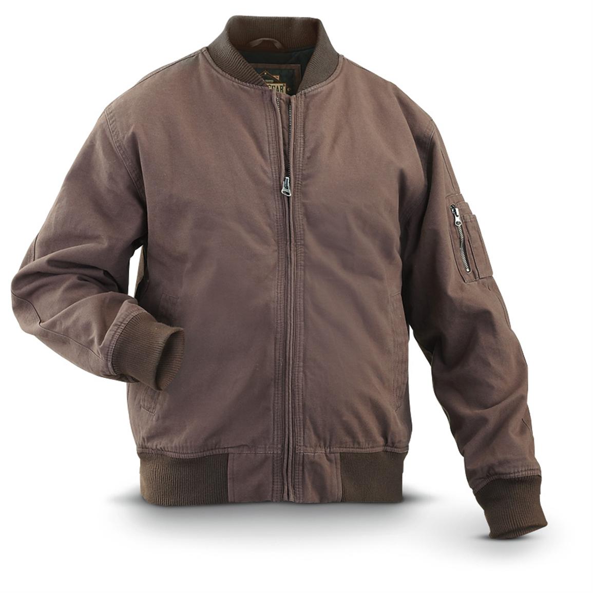 Guide Gear® Canvas Bomber Jacket, Brown - 297189, Insulated Jackets