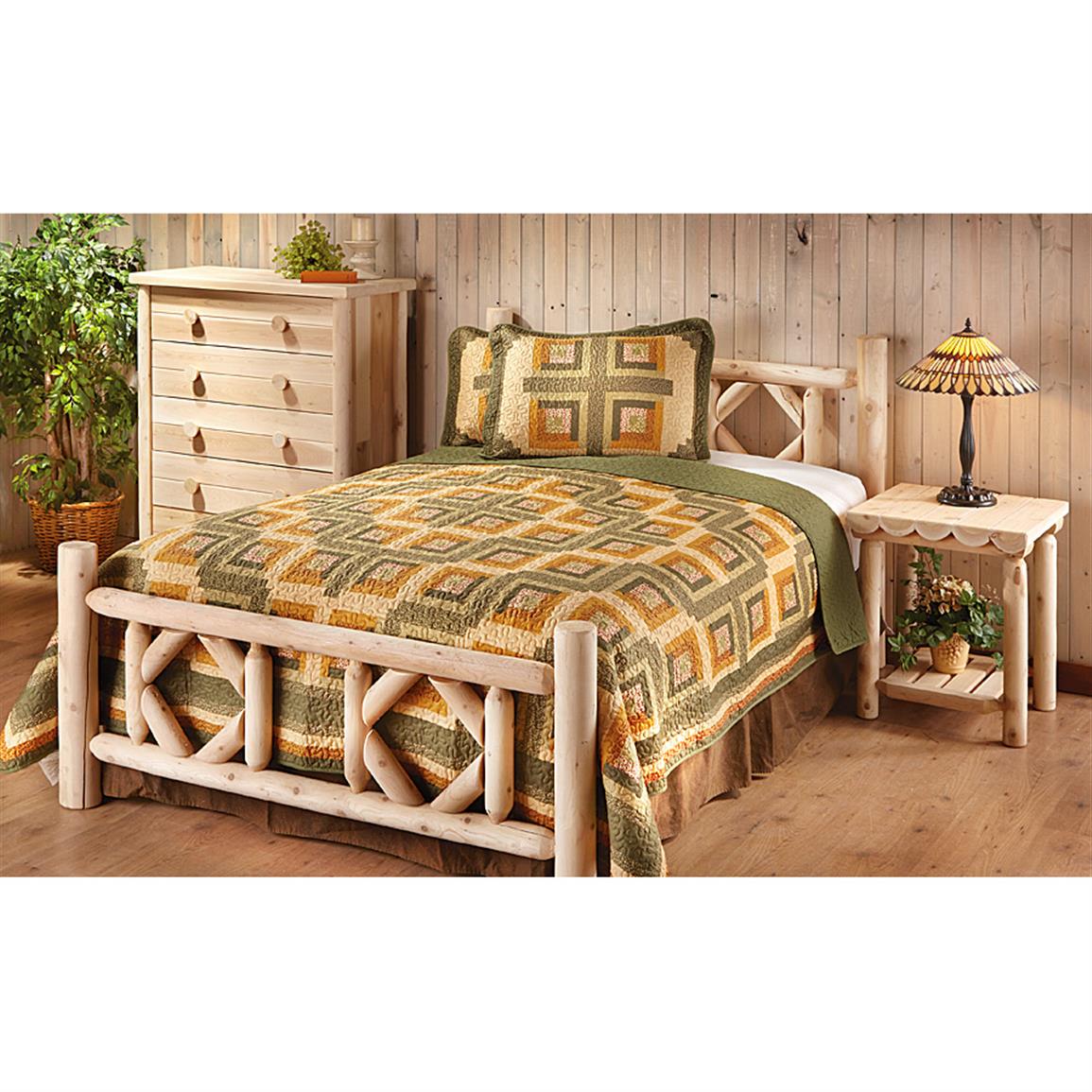 ... / Furniture / Bedroom Sets / King CASTLECREEK Diamond Cedar Log Bed