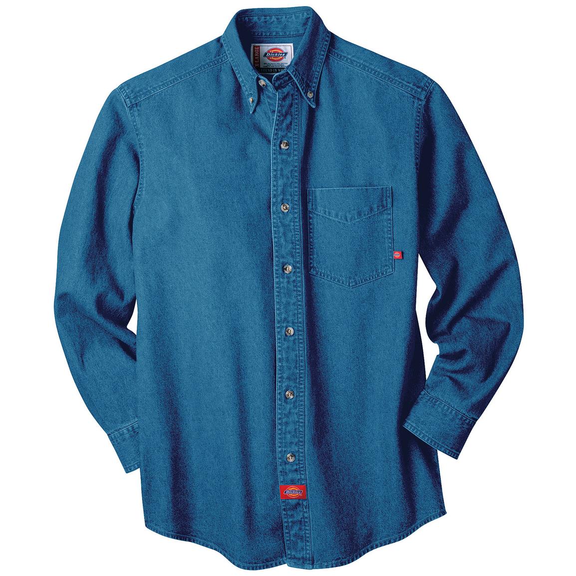 Dickies® Long-sleeve Denim Work Shirt, Stonewashed Indigo - 421277