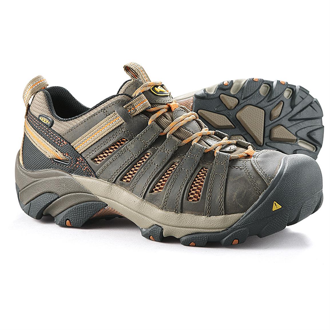 Men's KEEN Utility Flint Low Steel Toe Shoes, Shitake  Rust - 423574 ...