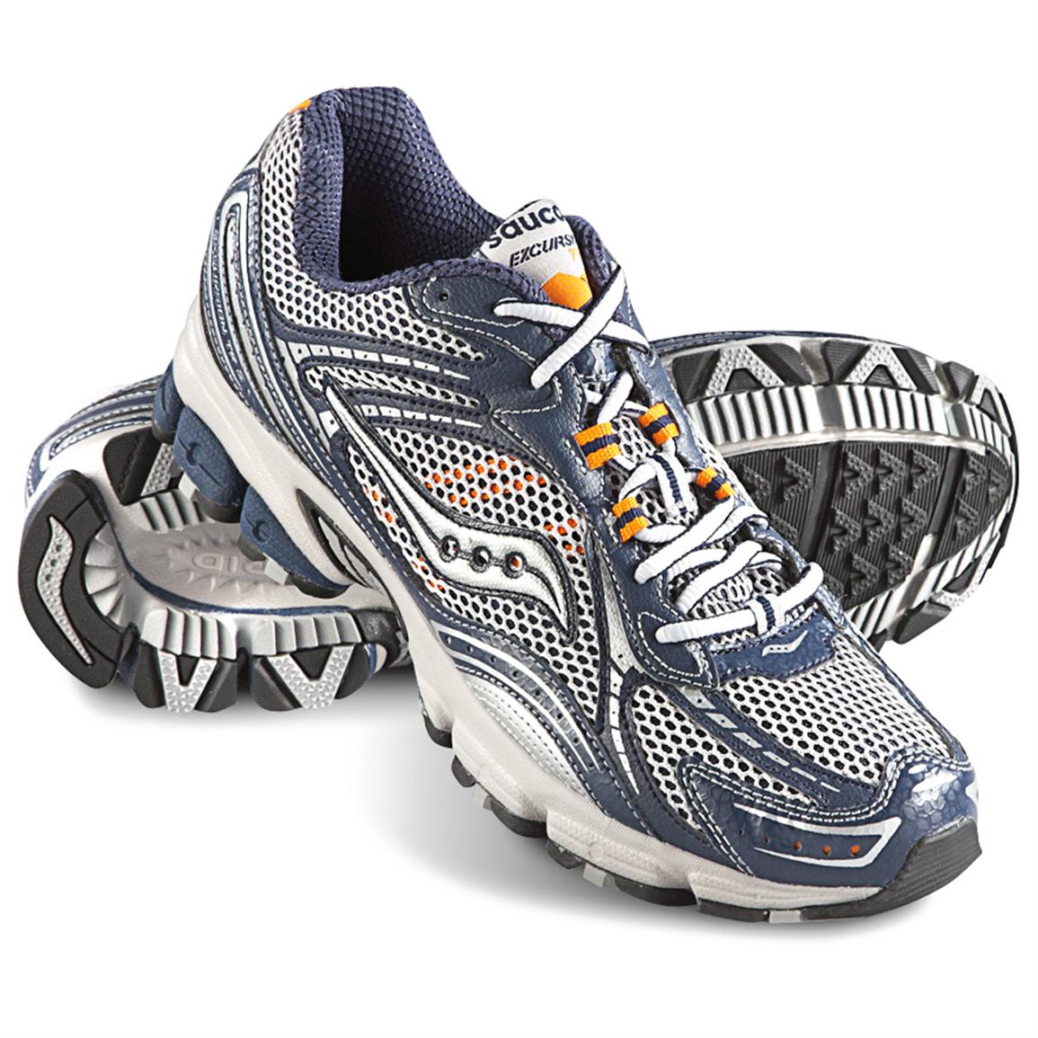 Men's Saucony Grid Excursion Athletic Shoes, Silver / Blue / Gray - 582729, Running Shoes 