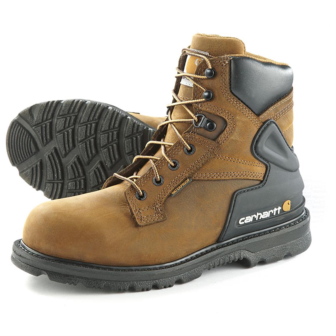 Men's Carhartt Steel Toe Waterproof 6" Bison Boots, Harness Brown