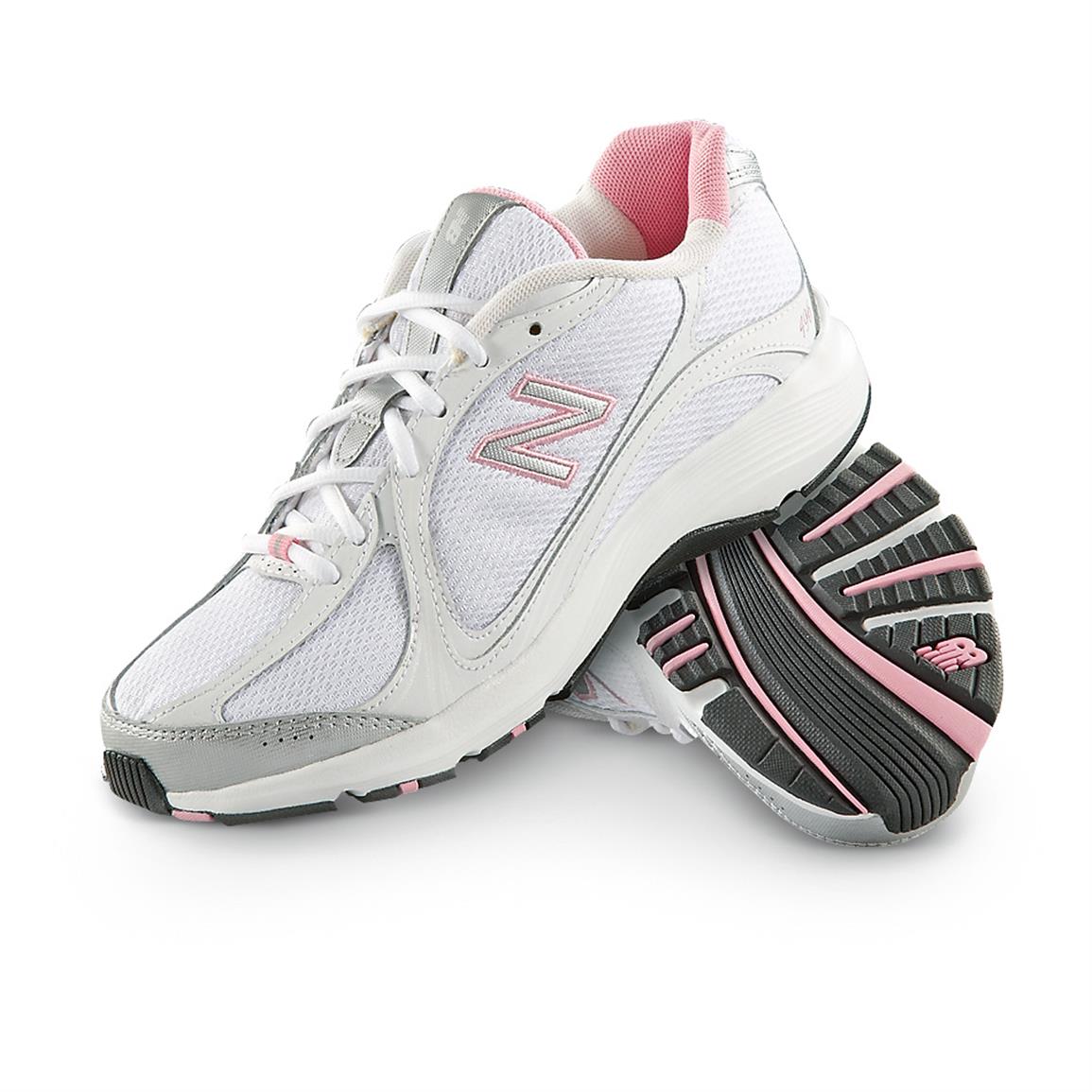 Womens New Balance 496 Walking Shoes White Gray Pink 597382