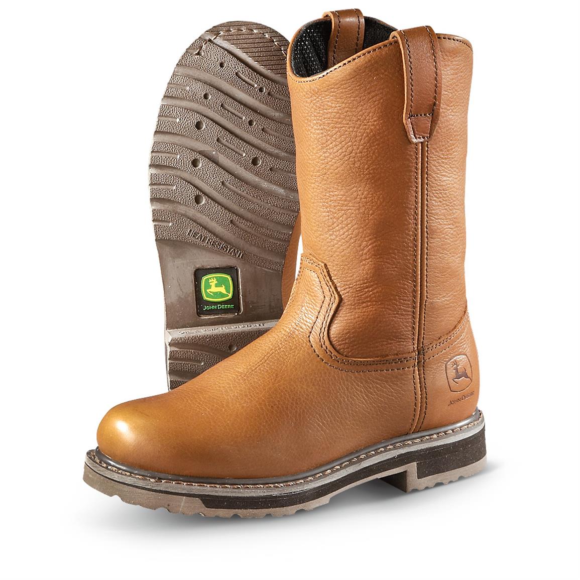 Mens John Deere® Soft Toe Wellington Boots Golden Tan 607644 Work