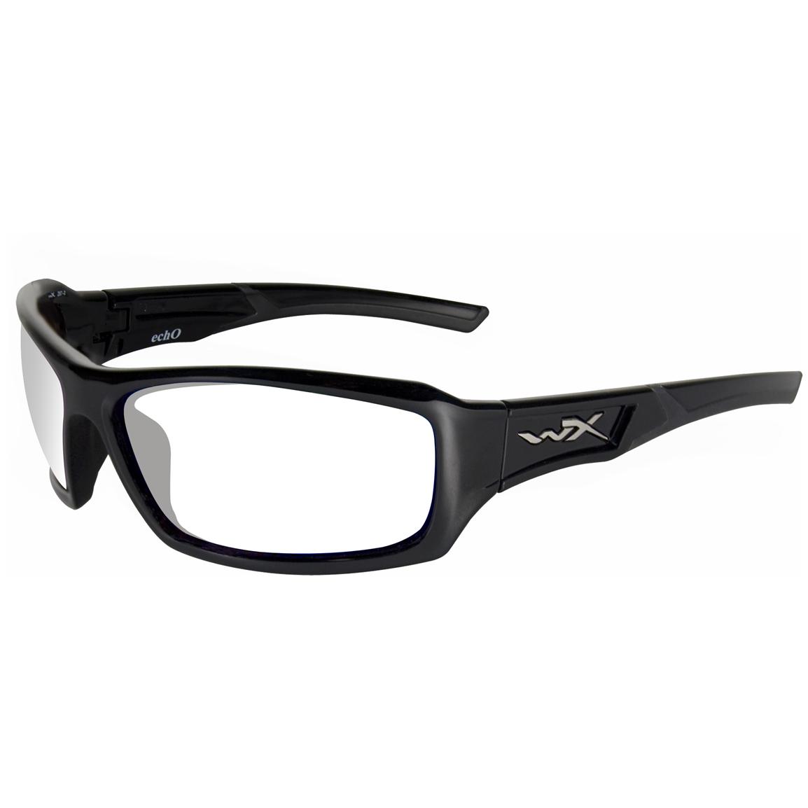 Wiley X Wx Echo Tactical Safety Glasses Clear Lenses Gloss Black Frame 611832 Sunglasses