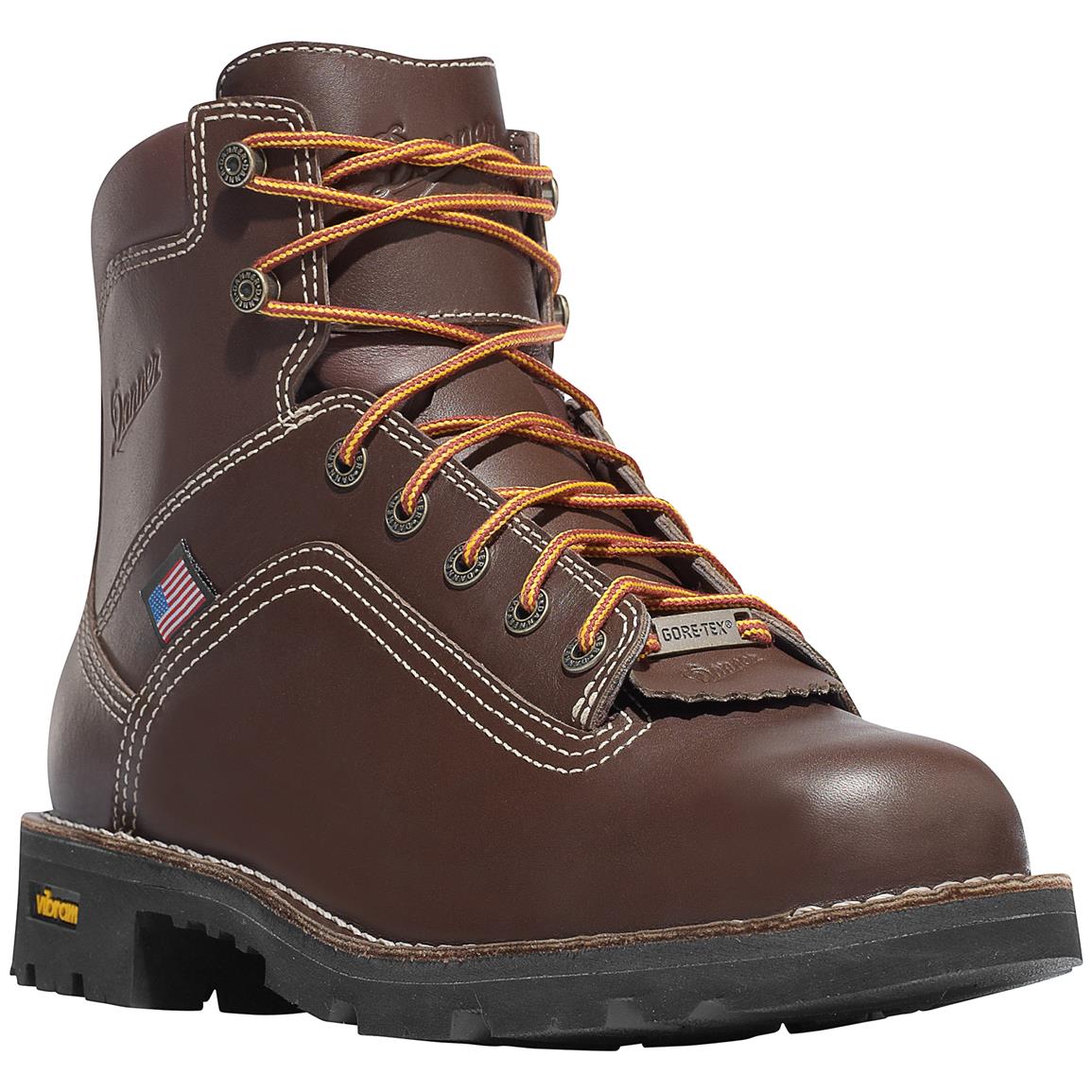 Men's Danner 6" Quarry USA GTX Waterproof Work Boots, Brown - 614605
