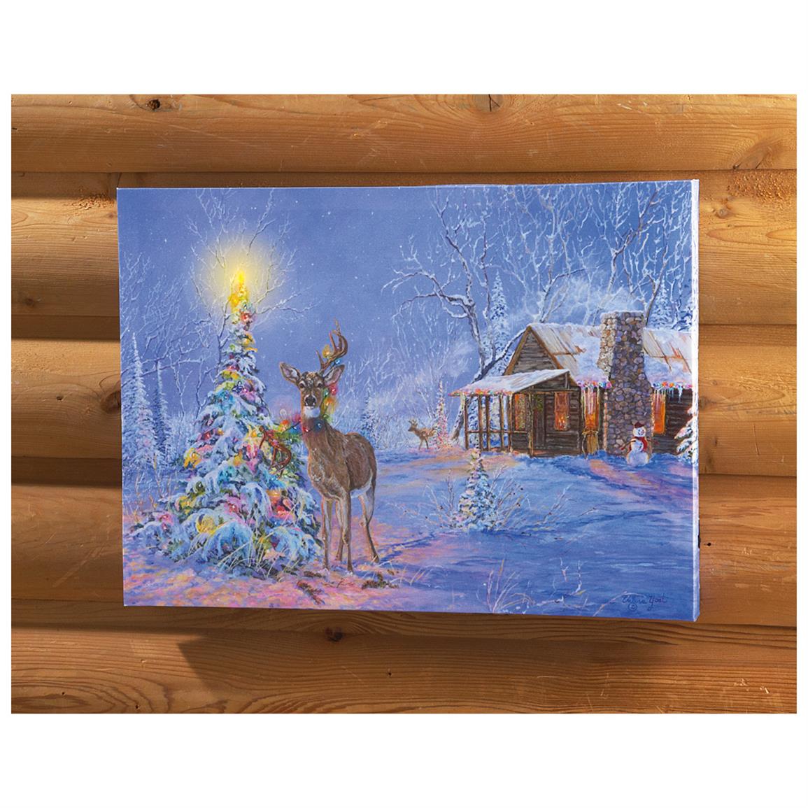 Wild Wings Holiday Lighted Canvas Print - 616552, Wall Art at Sportsman's Guide