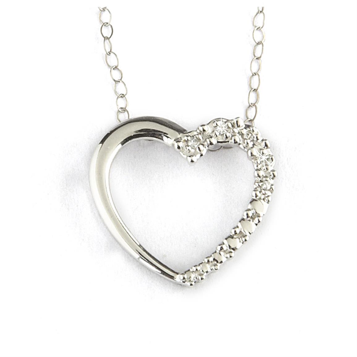 ... Accessories  Jewelry  10K White Gold Diamond Accent Heart Necklace