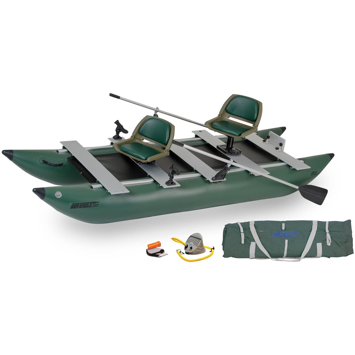 Sea Eagle 375FC Green Foldcat Pontoon Boat Deluxe Package