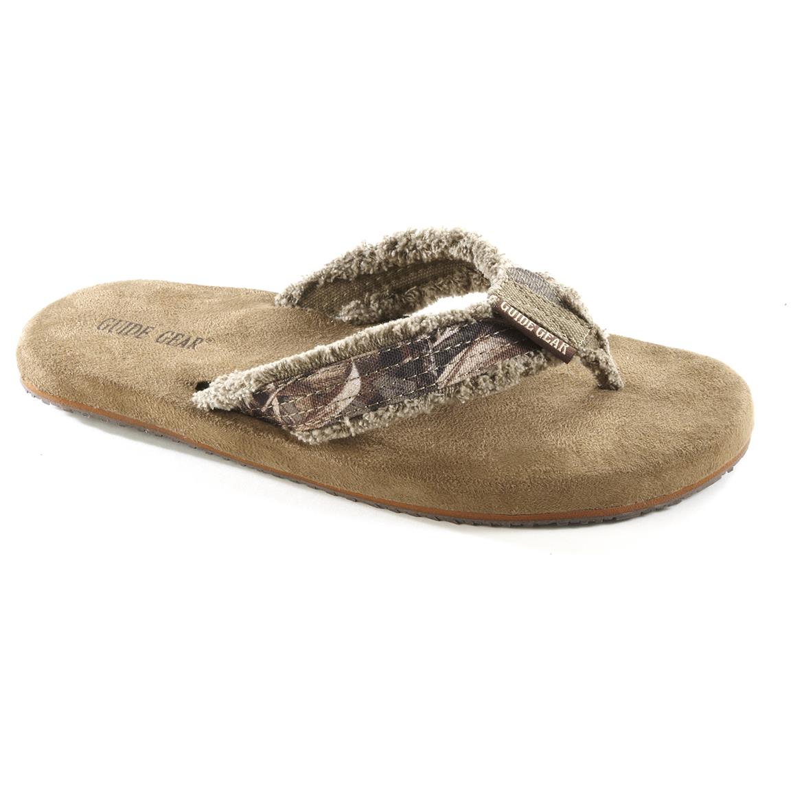 Guide Gear(R) Men's Camo Memory Foam Flip Flops, Realtree MAX-5