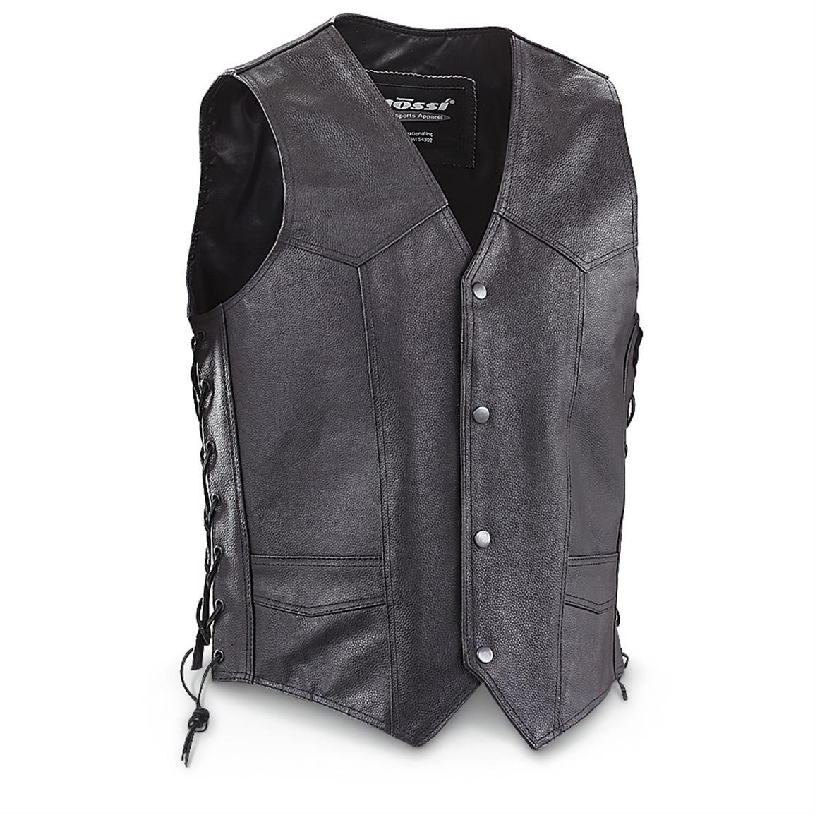 Mossi Lace-up Leather Vest, Black - 638146, Vests at Sportsmans Guide