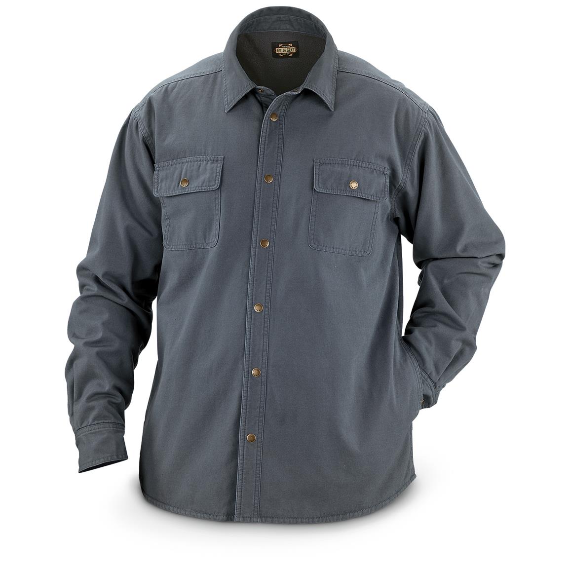 Guide Gear Men's Fleece-Lined Canvas Shirt Jacket - 641438, Insulated