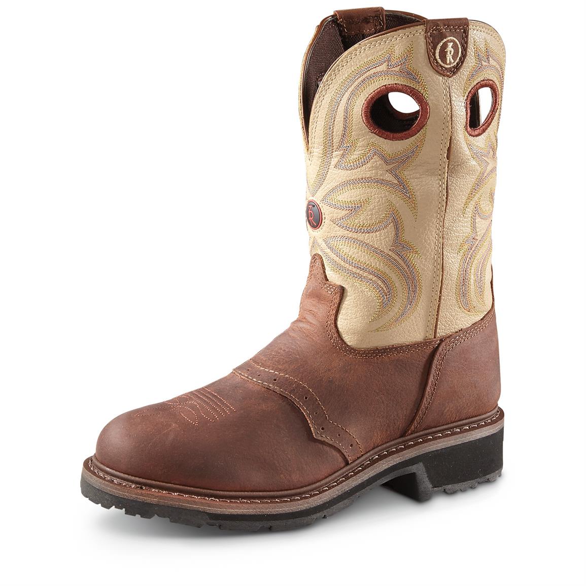 Tony Lama Men's 3R Cowboy Work Boots, Steel Toe, Waterproof, Sienna Grizzly - 655417, Cowboy 