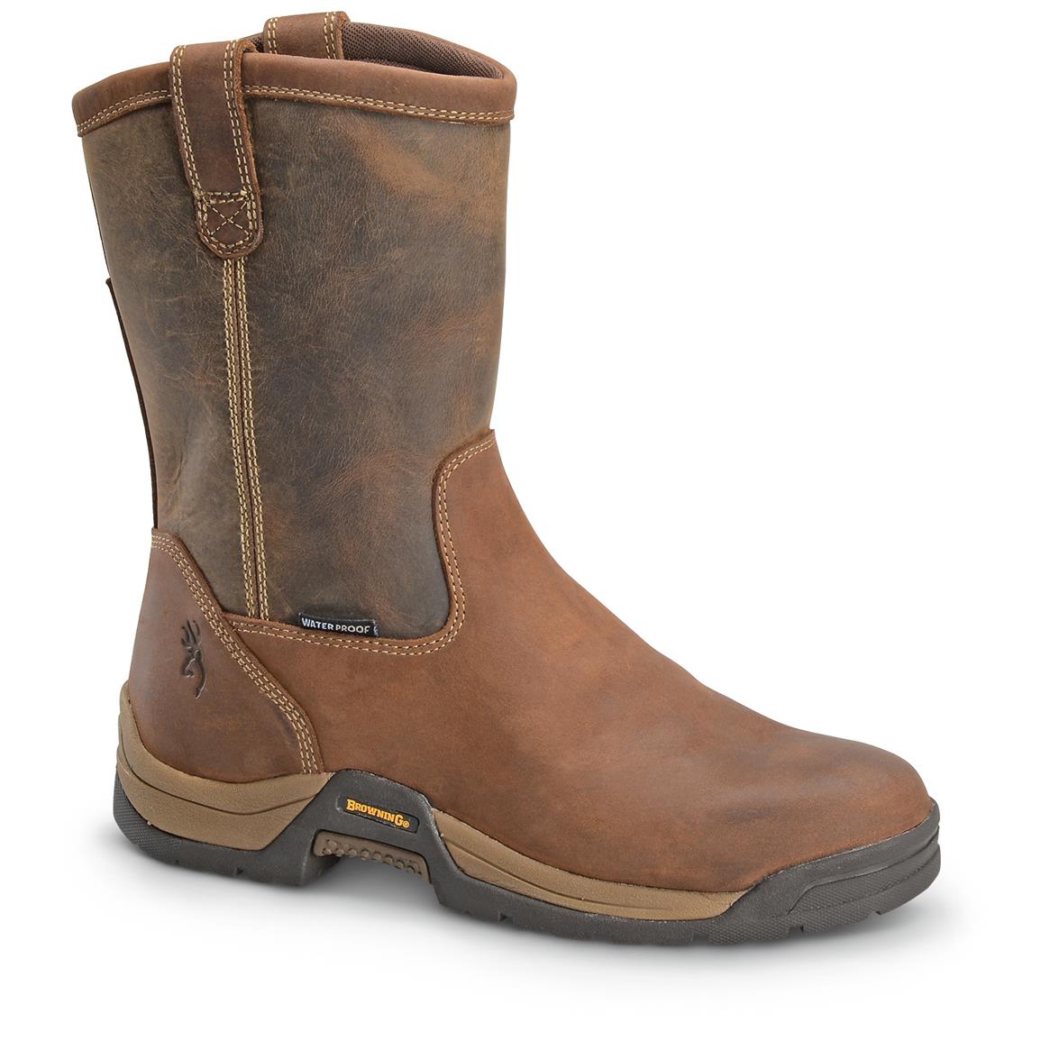 Browning Ranch Waterproof Pullon Work Boots, Brown 658101, Work Boots at Sportsman's Guide