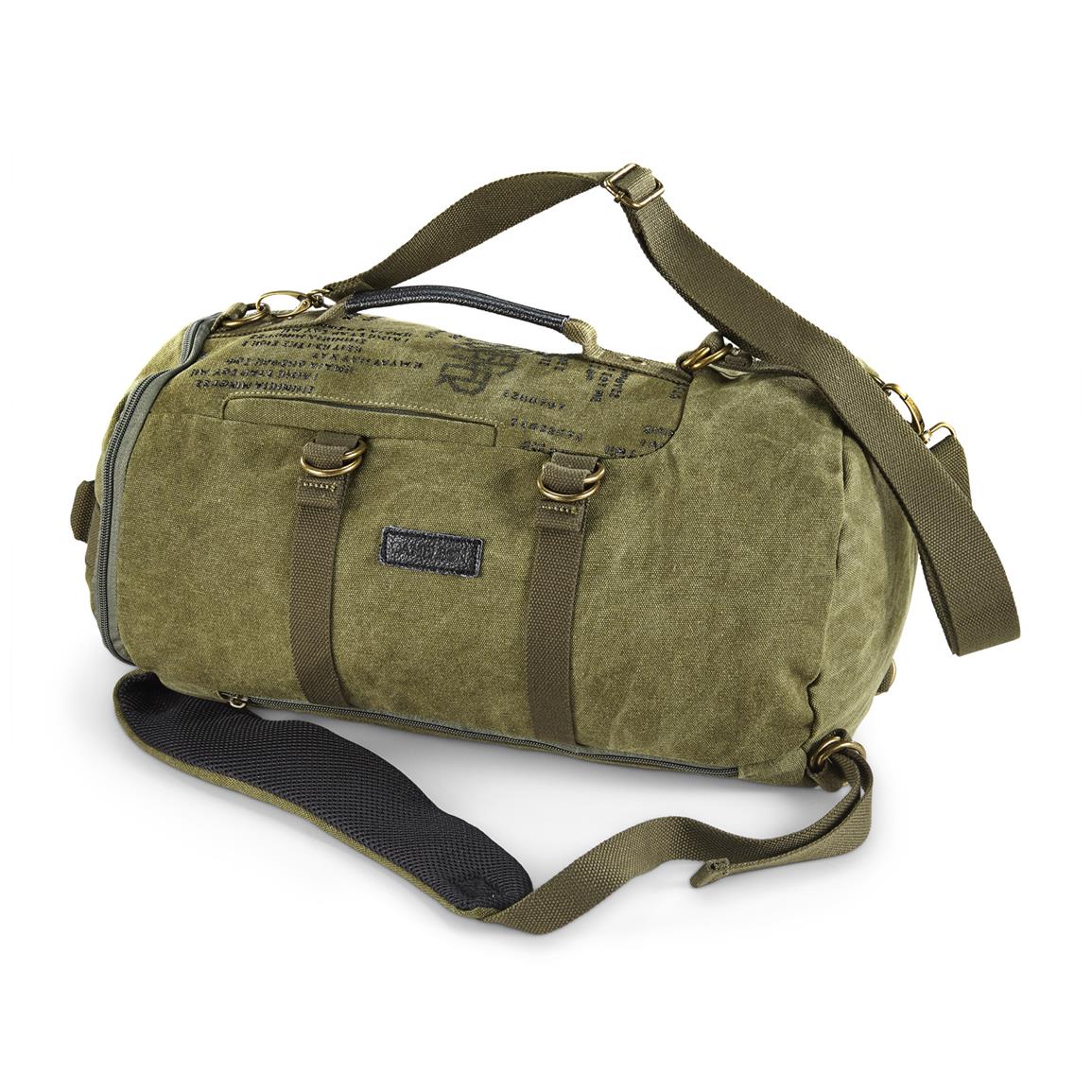 Heavy Duty Canvas Duffle Bag with Leather Trim, 24&quot; x 14&quot; - 660941, Gear & Duffel Bags at ...