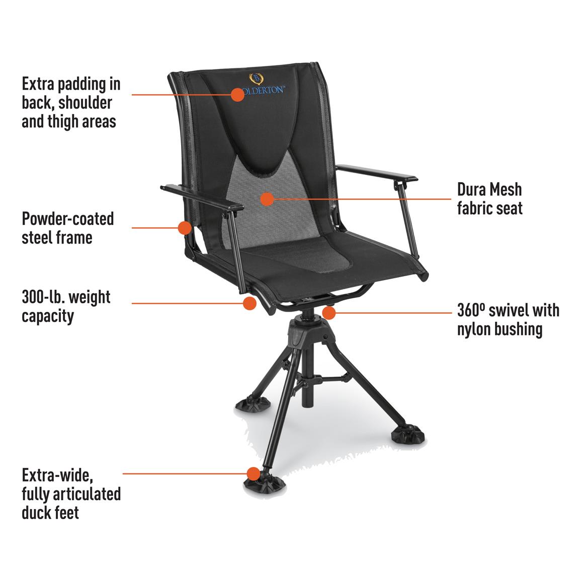 Bolderton 360 Comfort Swivel Hunting Blind Chair With Armrests 697303