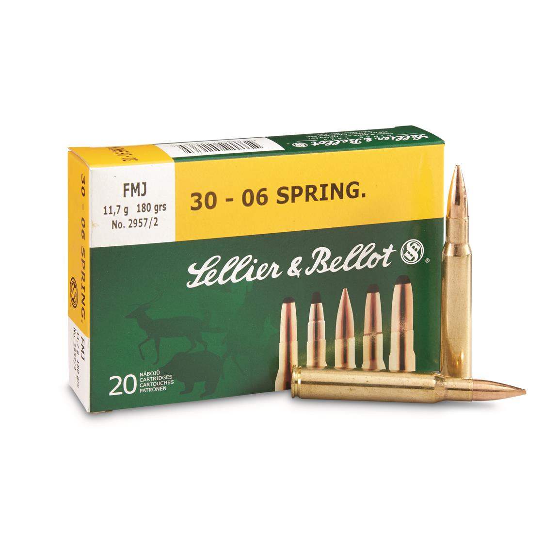 Sellier And Bellot 30 06 Springfield Fmj 180 Grain 20 Rounds 85642 30 06 Springfield Ammo