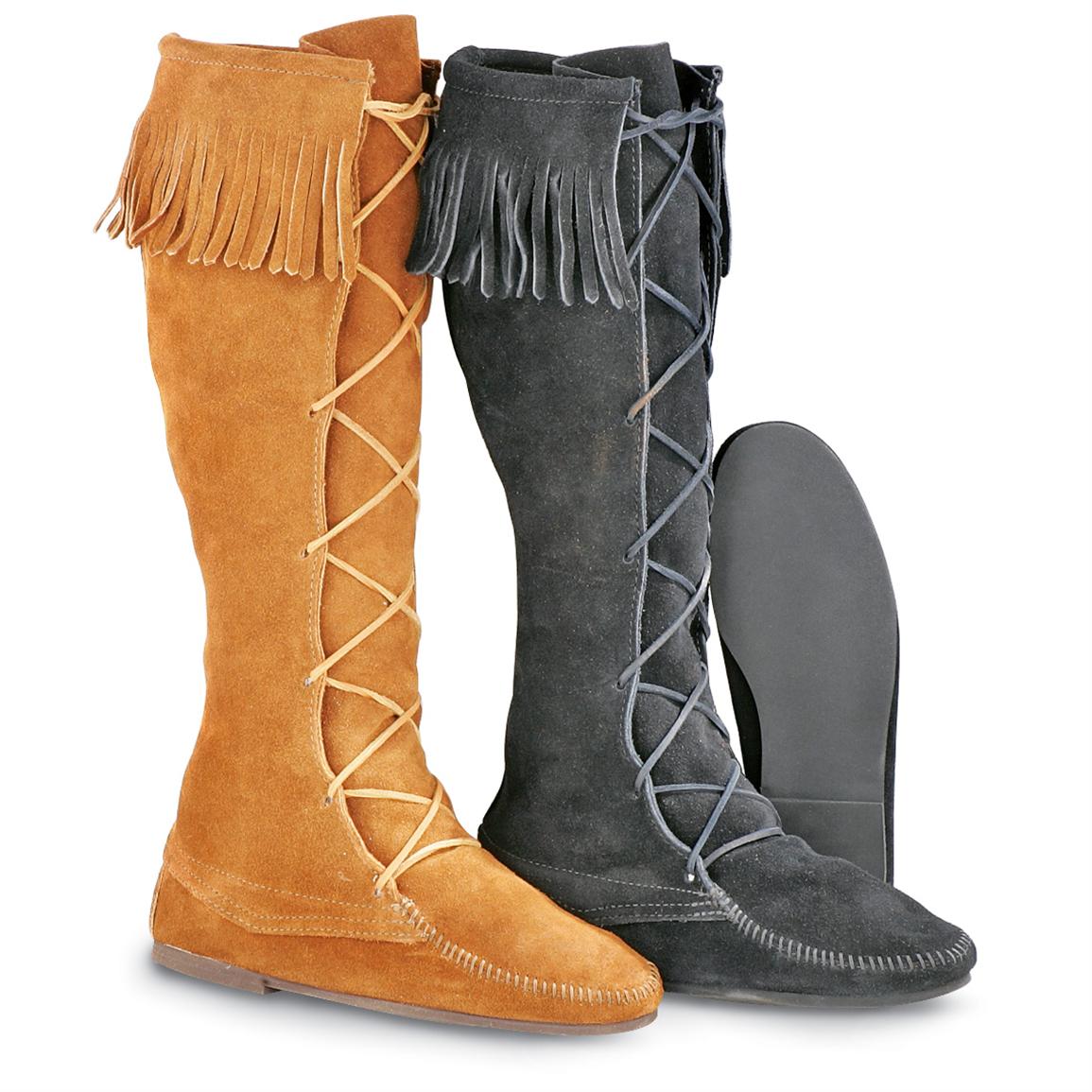 Mens Minnetonka Moccasins® Knee - high Front Lace Hardsole Boots 