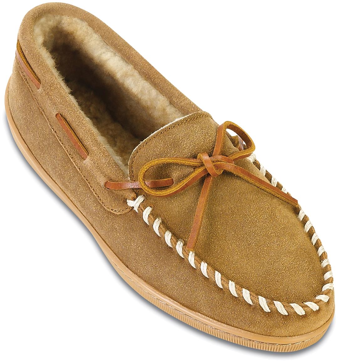 Minnetonka Moccasins Sheepskin Hardsole Moc Slipper, Tan - 75963, Slippers