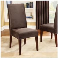 Unfaltering Fit Stretch Leather Dining Room Chair Cover, Brown