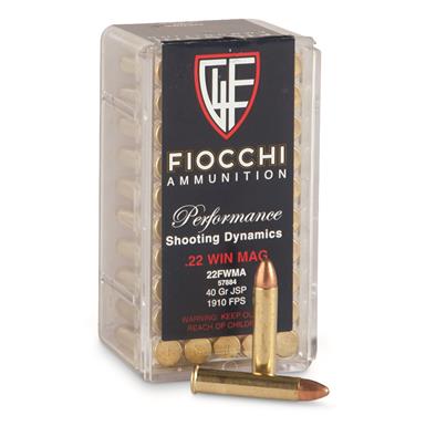 Fiocchi Performance, .22 Winchester Magnum, JHP, 40 Grain, 50 Rounds