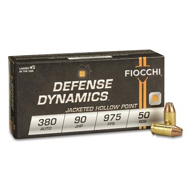 Fiocchi Defense Dynamics, .380 ACP, JHP, 90 Grain, 50 rounds