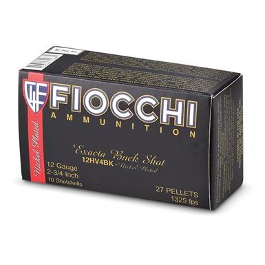 Fiocchi Exacta Nickel-plated Buckshot, 12 Gauge, 2 3/4" Shell, #4 Buck, 10 Rounds