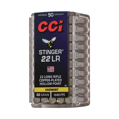 CCI Stinger Hyper-Velocity, .22LR, CPHP, 32 Grain, 50 Rounds