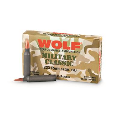Wolf, Military Classic, .223 Remington, FMJ, 55 Grain, 20 Rounds