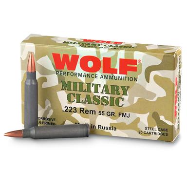 Wolf Military Classic, .223 Rem., FMJ, 55 Grain, 500 Rounds