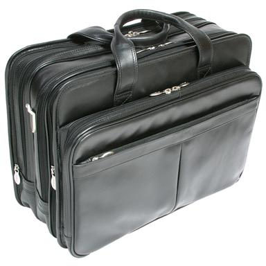 mcklein leather double compartment laptop case