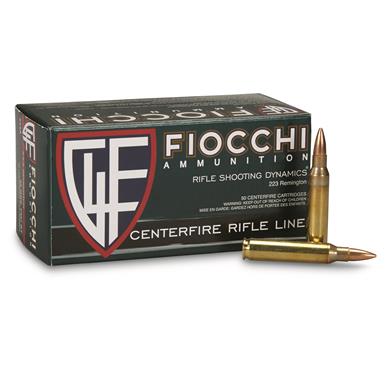 Fiocchi Rifle Shooting Dynamics, .223 Remington, FMJ-BT, 55 Grain, 50 Rounds