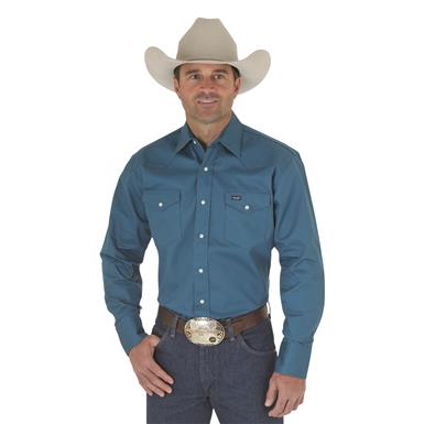 Wrangler Men's Cowboy Cut Firm Finish Long Sleeve Western Snap Shirt