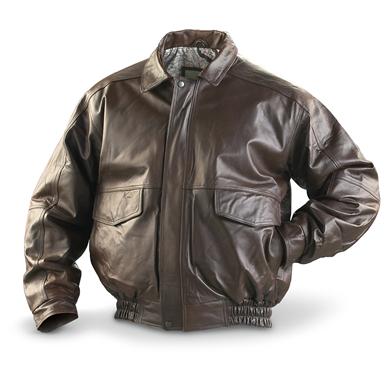 Burks Bay® Buffed Leather Bomber Jacket - 146956, Insulated Jackets ...