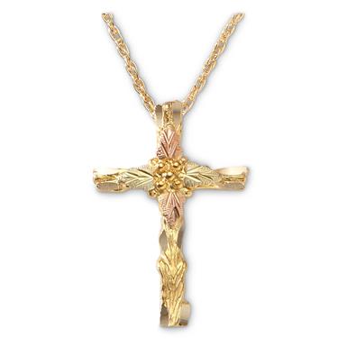 Mt. Rushmore Black Hills Gold Cross Necklace, Gold - 147586, Jewelry at ...