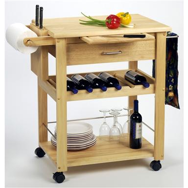 Winsome Beechwood Kitchen Cart With Wine Rack 151040 Winsome Beechwood Kitchen Cart With Wine Rack
